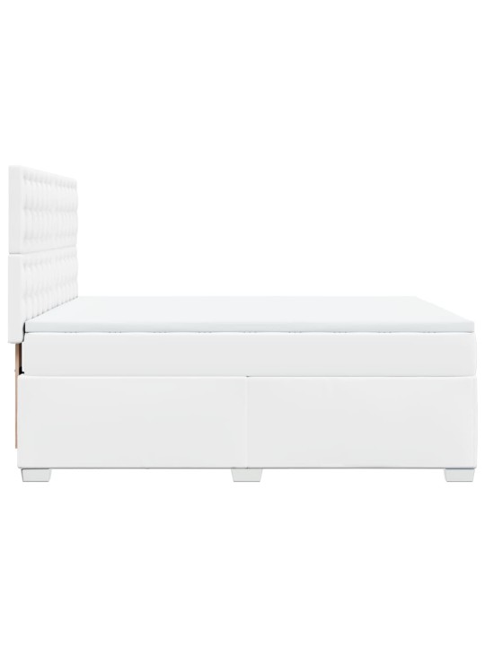 Box spring postel s matrací bílá 140 x 190 cm umělá kůže