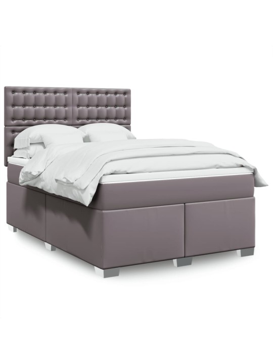 Box spring postel s matrací šedá 140 x 190 cm umělá kůže