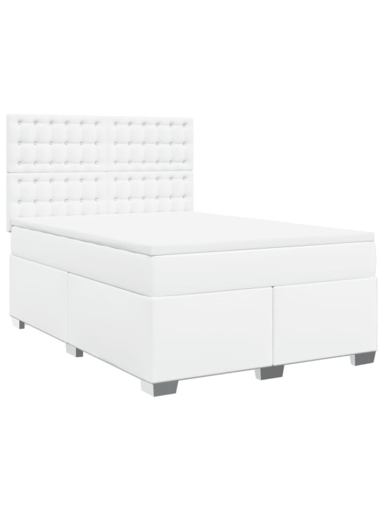 Box spring postel s matrací bílá 140x200 cm umělá kůže