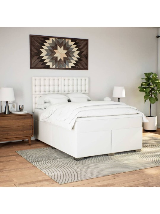 Box spring postel s matrací bílá 140x200 cm umělá kůže