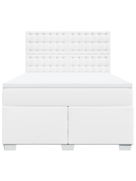 Box spring postel s matrací bílá 140x200 cm umělá kůže