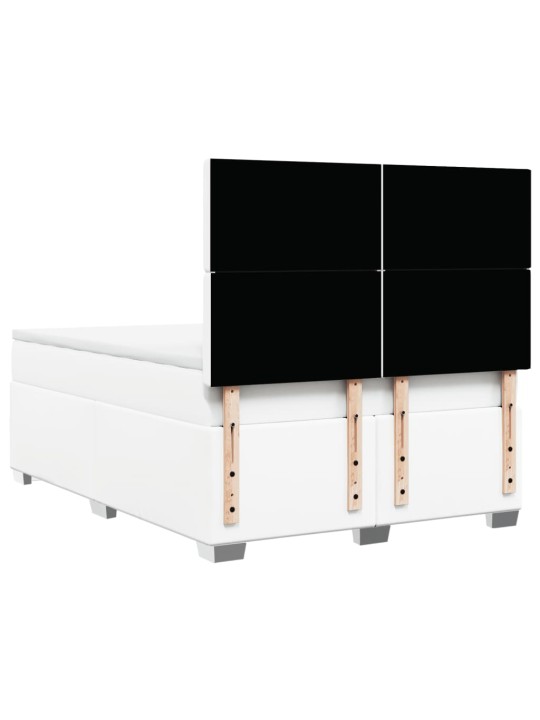 Box spring postel s matrací bílá 140x200 cm umělá kůže