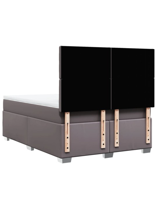 Box spring postel s matrací šedá 140x200 cm umělá kůže