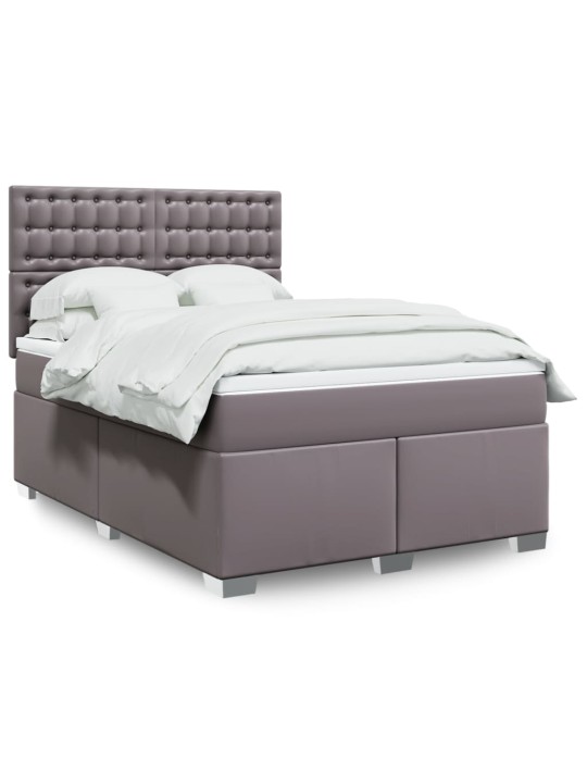 Box spring postel s matrací šedá 140x200 cm umělá kůže