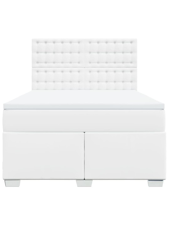 Box spring postel s matrací bílá 160x200 cm umělá kůže