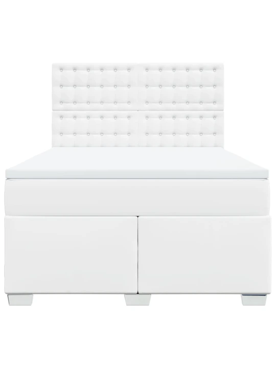 Box spring postel s matrací bílá 160x200 cm umělá kůže
