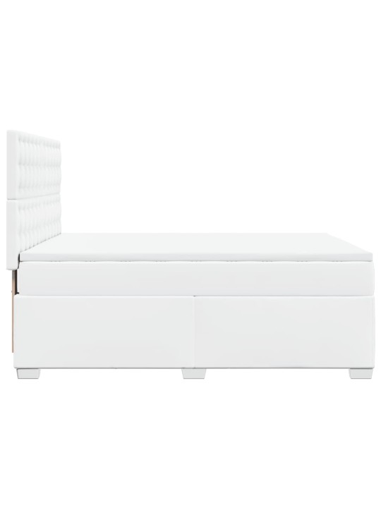 Box spring postel s matrací bílá 160x200 cm umělá kůže