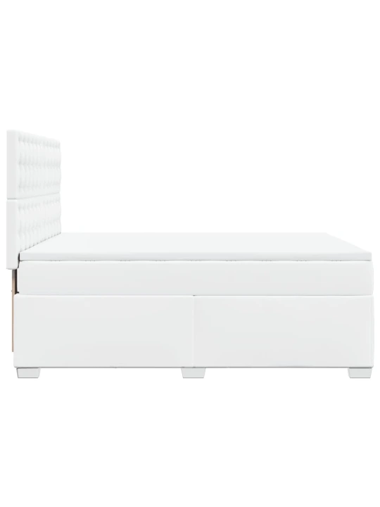 Box spring postel s matrací bílá 160x200 cm umělá kůže