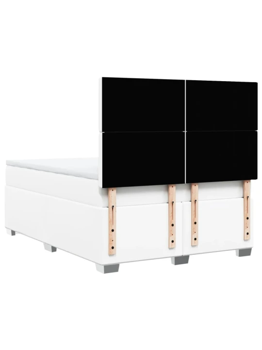 Box spring postel s matrací bílá 160x200 cm umělá kůže