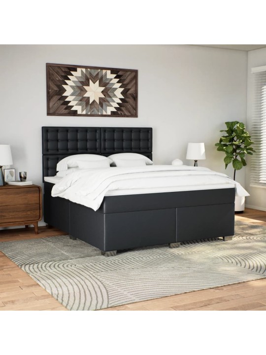Box spring postel s matrací černá 180x200 cm umělá kůže