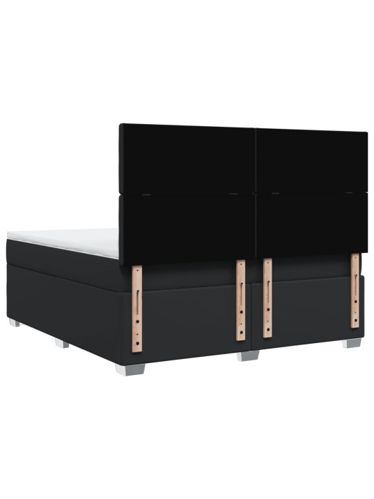 Box spring postel s matrací černá 180x200 cm umělá kůže