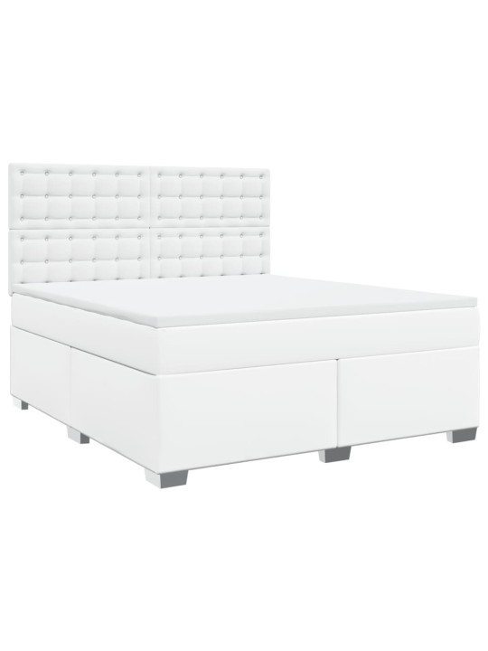 Box spring postel s matrací bílá 180x200 cm umělá kůže