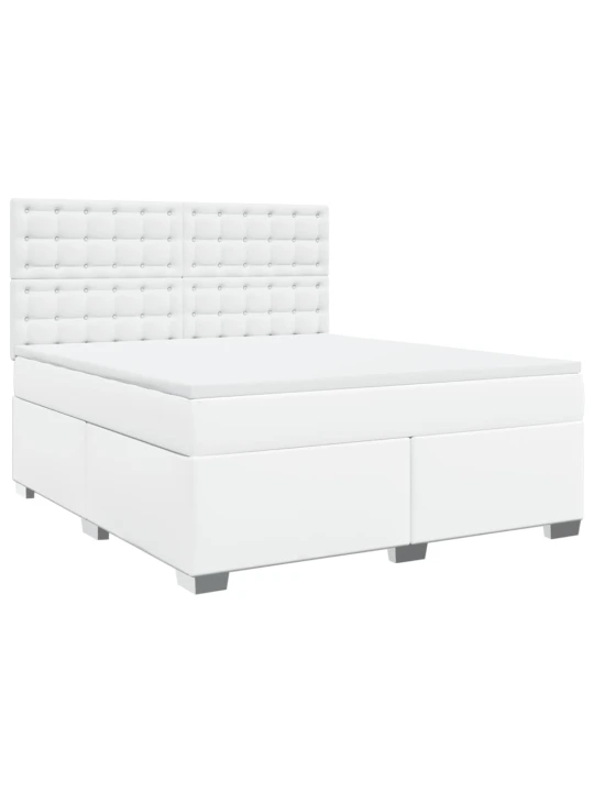 Box spring postel s matrací bílá 180x200 cm umělá kůže