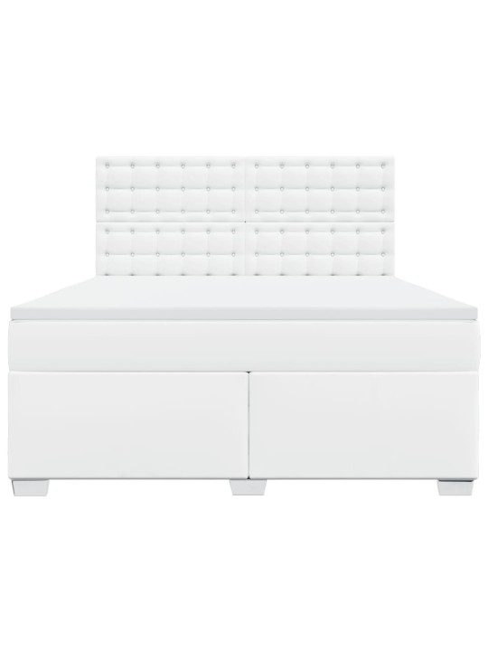 Box spring postel s matrací bílá 180x200 cm umělá kůže