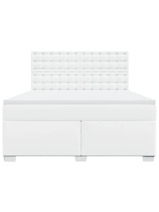 Box spring postel s matrací bílá 180x200 cm umělá kůže