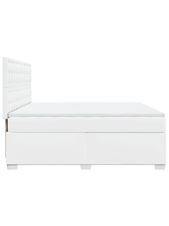 Box spring postel s matrací bílá 180x200 cm umělá kůže