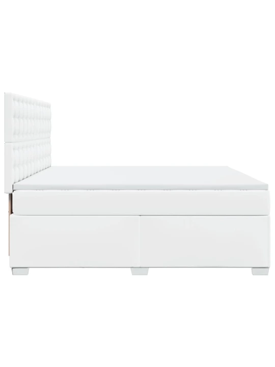 Box spring postel s matrací bílá 180x200 cm umělá kůže