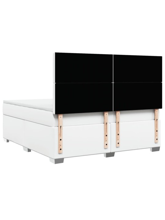 Box spring postel s matrací bílá 180x200 cm umělá kůže