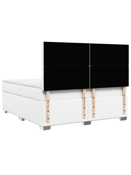 Box spring postel s matrací bílá 180x200 cm umělá kůže