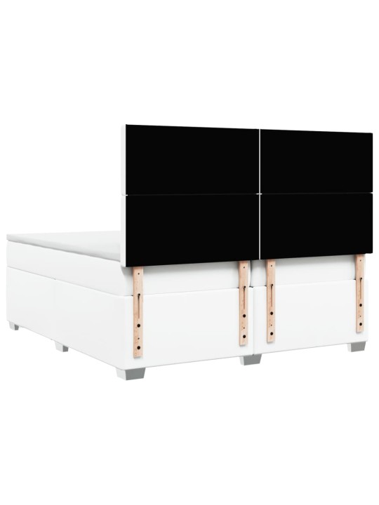 Box spring postel s matrací bílá 200x200 cm umělá kůže