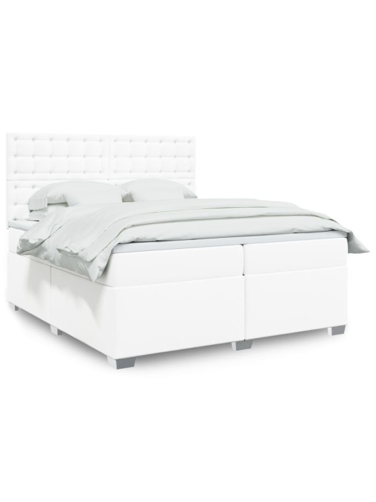 Box spring postel s matrací bílá 200x200 cm umělá kůže