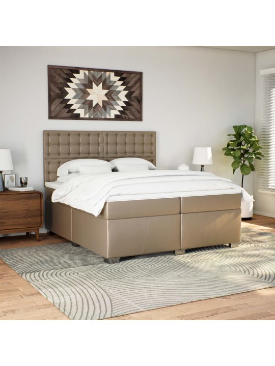 Box spring postel s matrací cappuccino 200 x 200 cm umělá kůže