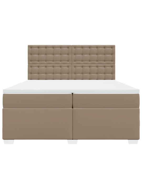 Box spring postel s matrací cappuccino 200 x 200 cm umělá kůže