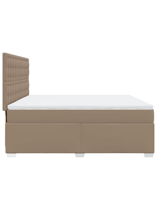 Box spring postel s matrací cappuccino 200 x 200 cm umělá kůže