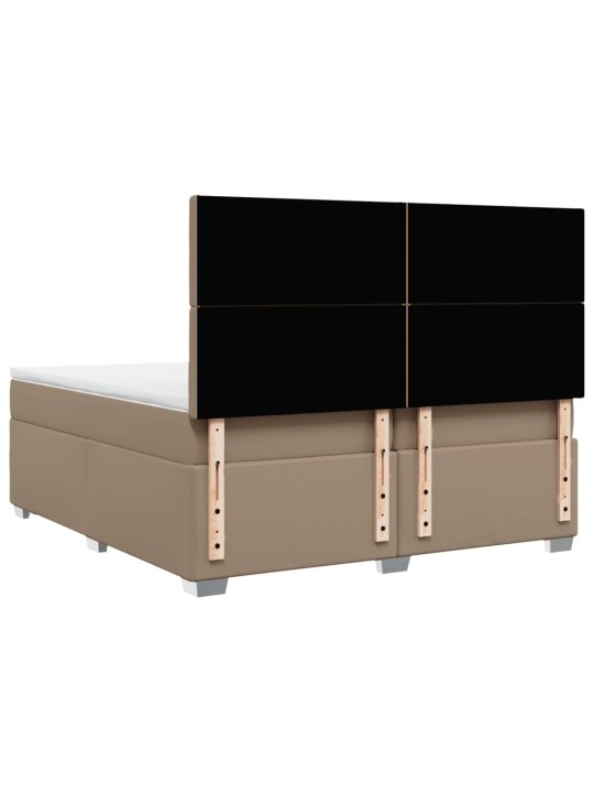 Box spring postel s matrací cappuccino 200 x 200 cm umělá kůže