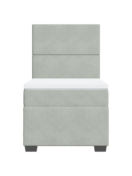 Box spring postel s matrací světle šedá 80 x 200 cm samet