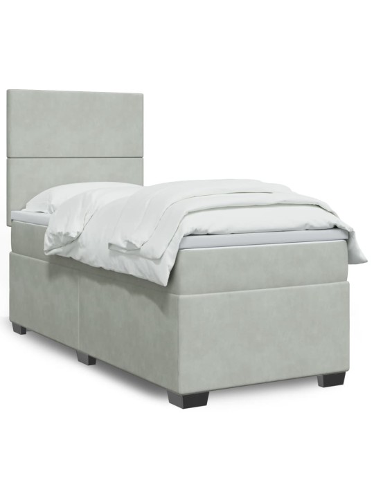 Box spring postel s matrací světle šedá 80 x 200 cm samet