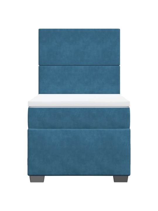Box spring postel s matrací modrá 80 x 200 cm samet
