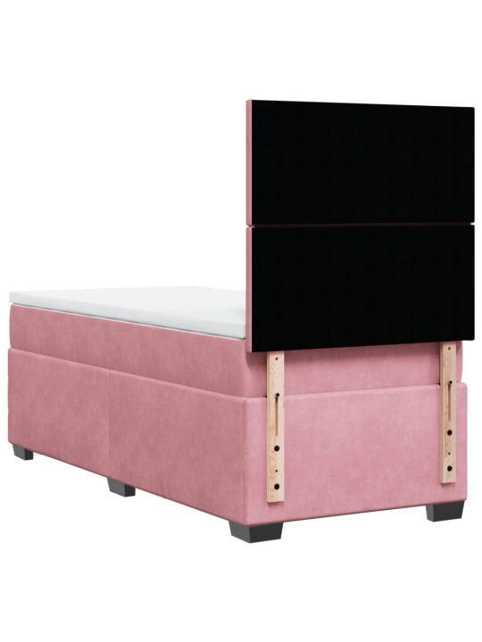 Box spring postel s matrací růžová 80 x 200 cm samet