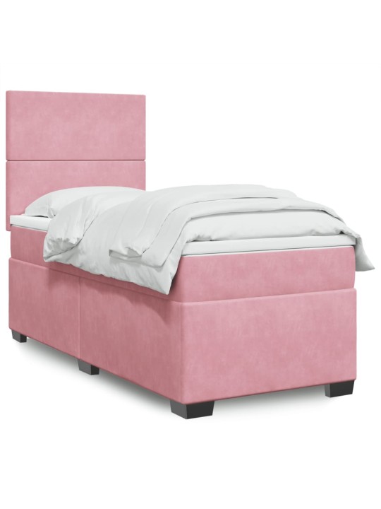 Box spring postel s matrací růžová 80 x 200 cm samet
