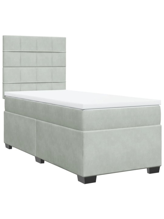 Box spring postel s matrací světle šedá 80 x 200 cm samet