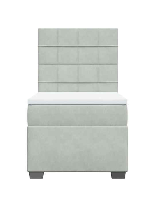 Box spring postel s matrací světle šedá 80 x 200 cm samet