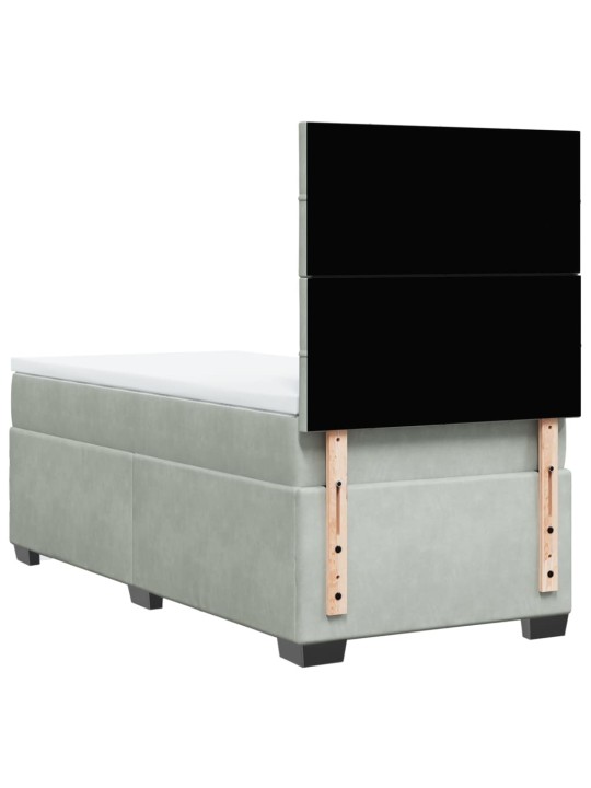Box spring postel s matrací světle šedá 80 x 200 cm samet