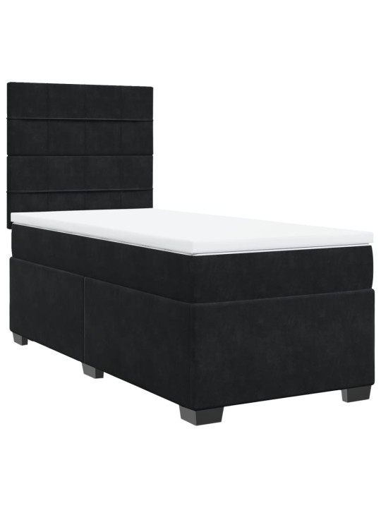 Box spring postel s matrací černá 80 x 200 cm samet