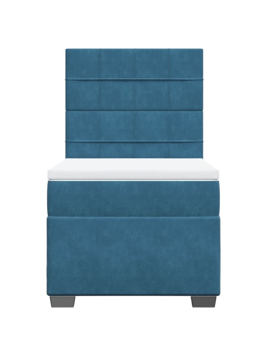 Box spring postel s matrací modrá 80 x 200 cm samet