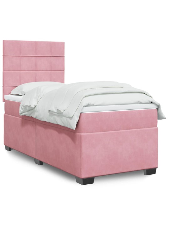 Box spring postel s matrací růžová 80 x 200 cm samet