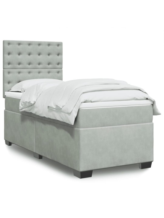 Box spring postel s matrací světle šedá 80 x 200 cm samet