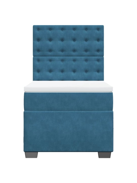 Box spring postel s matrací modrá 80 x 200 cm samet