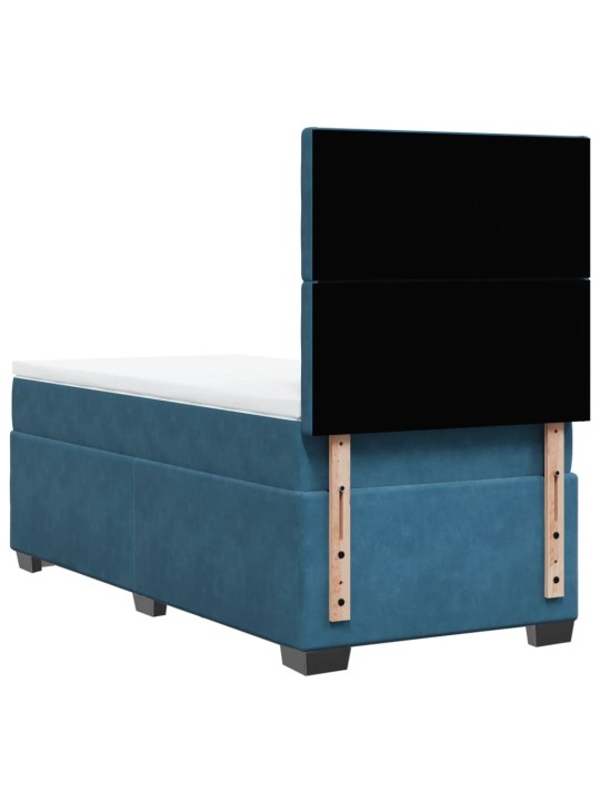 Box spring postel s matrací modrá 80 x 200 cm samet