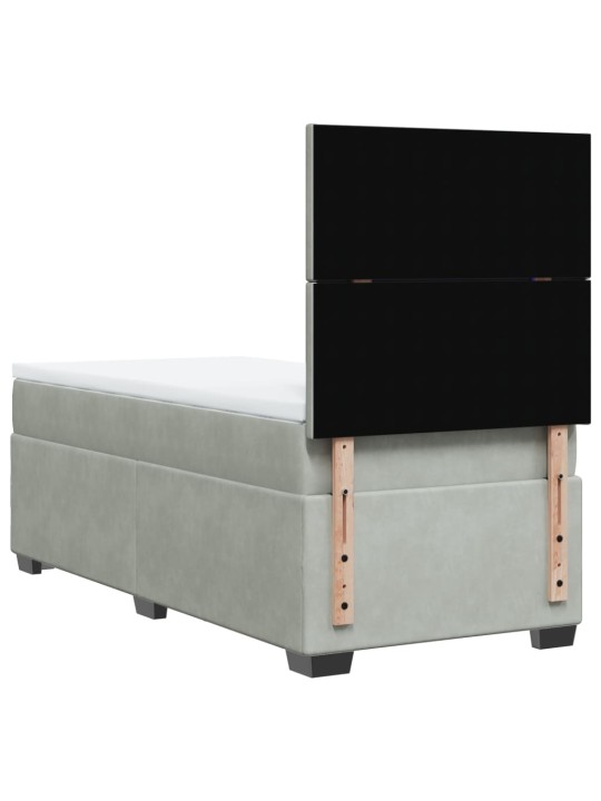 Box spring postel s matrací světle šedá 90x190 cm samet
