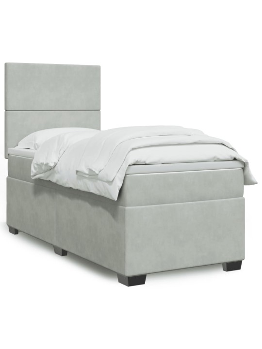 Box spring postel s matrací světle šedá 90x190 cm samet