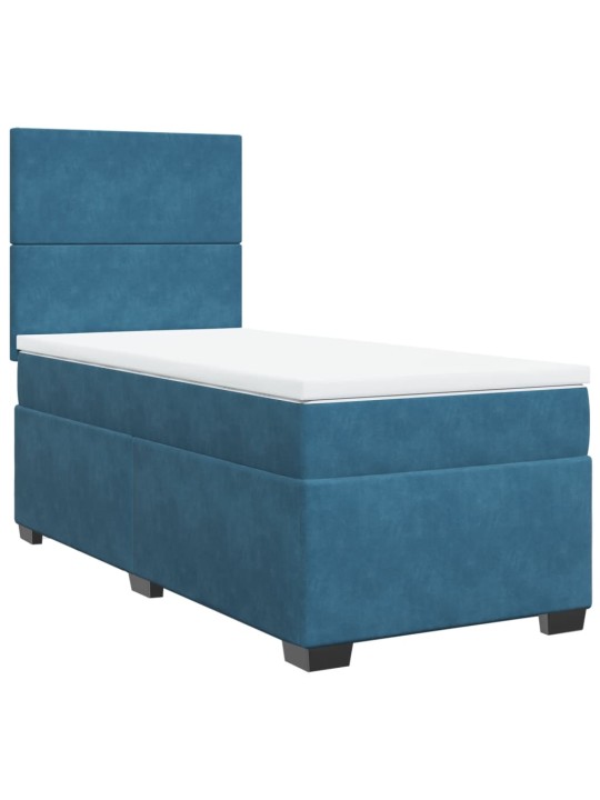 Box spring postel s matrací modrá 90 x 190 cm samet