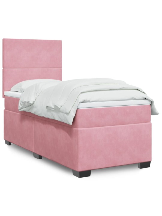 Box spring postel s matrací růžová 90x190 cm samet
