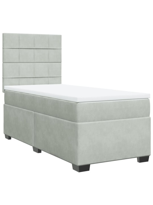 Box spring postel s matrací světle šedá 90x190 cm samet