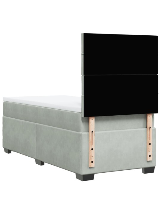 Box spring postel s matrací světle šedá 90x190 cm samet