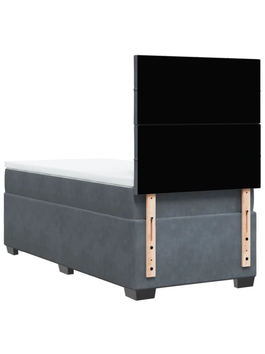 Box spring postel s matrací tmavě šedá 90x190 cm samet